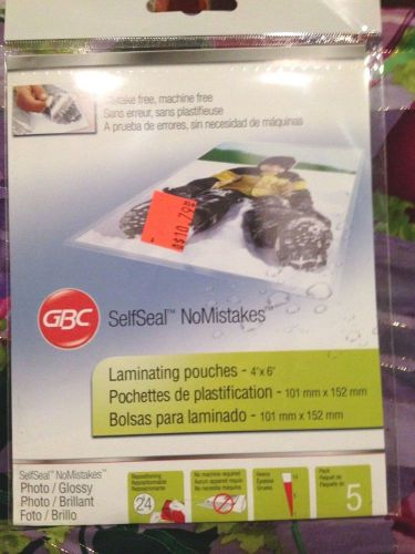 GBC LAMINATING POUCHES SELF SEAL PACKAGE OF 5 4x6