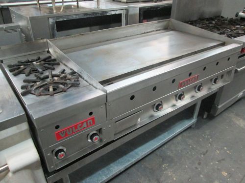 *used* vulcan hd 48&#034; griddle / flat grill w/ 2 burner hot plate - natural gas for sale