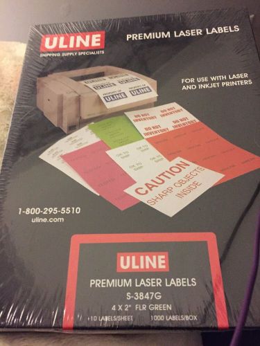 Uline Premium Laser Labels Flr Green 4X2&#034; S-3847G