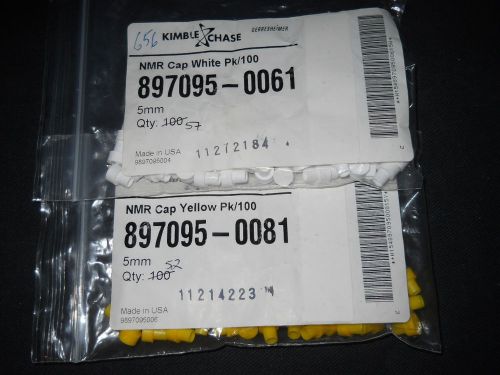 (109) Kimble Chase Polyethylene 5mm Yellow &amp; White NMR Tube Pressure Caps