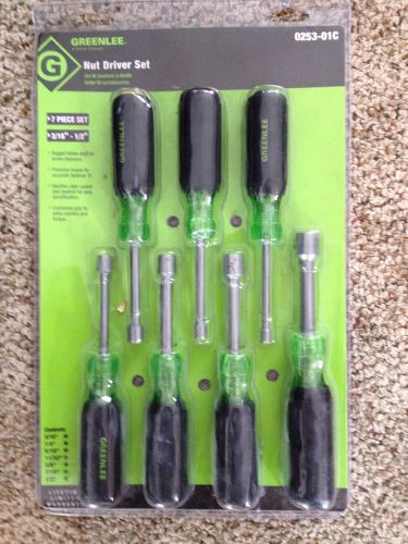 NEW Greenlee 0253-01C Nut Driver Set With 3&#034; Hollow Shaft  7 Piece FREE SHIPPING