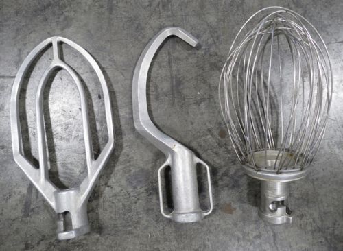 Lot of 3 30-quart mixer tools: wire whip, paddle beater &amp; dough hook, hobart for sale