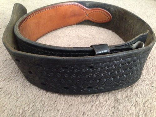 Black Leather Texas Shoemaker Basketweave Gun Belt