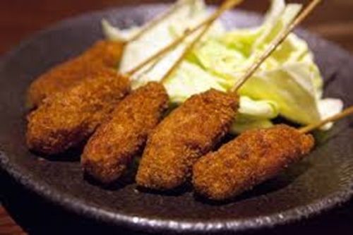 Japanese food kushi-katsu - fried meat and vegetable kebab recipe email pdf file for sale