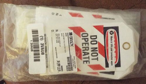 25 brady b-851 poyester tags w/ties &#034;danger do not operate&#034;  lockout tags &#034;new&#034; for sale