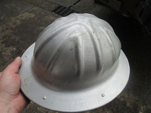 Vtg aluminum hard hat &#034;b.f. mcdonald&#034; logging &amp; mining safety, all orig, c1960 for sale