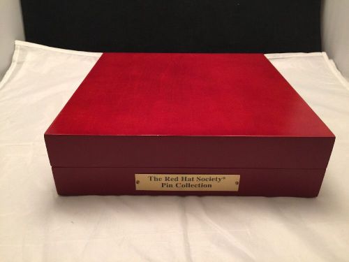 Lightly used willabee ward jewelry red hat society pin collection display box for sale