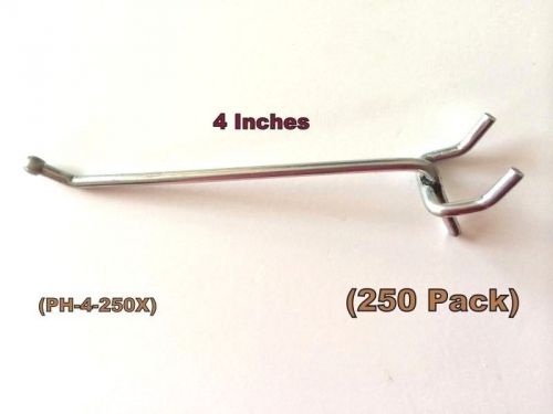 (250 PACK) American Made 4 Inch Metal Hooks. For 1/8 or 1/4 Pegboard or Slatwall