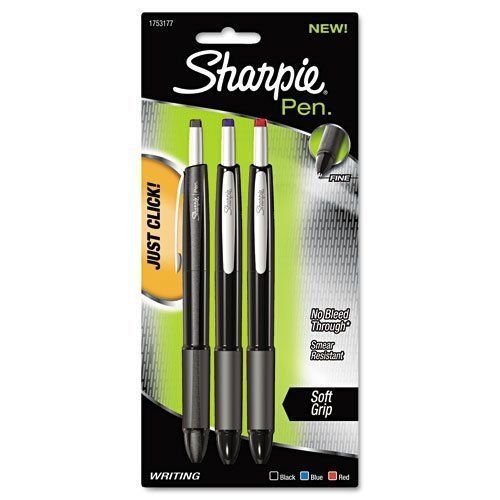 Sharpie Retractable Fine-Point Pens, Colored Ink, 3 Pack (1753177), New