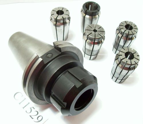 UNIVERSAL ENG CAT50 ACURA FLEX 1&#034; SERIES COLLET CHUCK W/ (5) COLLETS LOT C11529