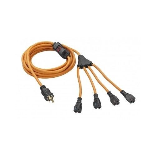 Generator Power Cord 30-Amp 25-Feet Extension Cord Converts Splitter Outlets