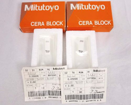 Lot 2 Mitutoyo 613105-23 Ceramic Gauge Gage Cera Block .050 Inch Grade FS 2 NOS