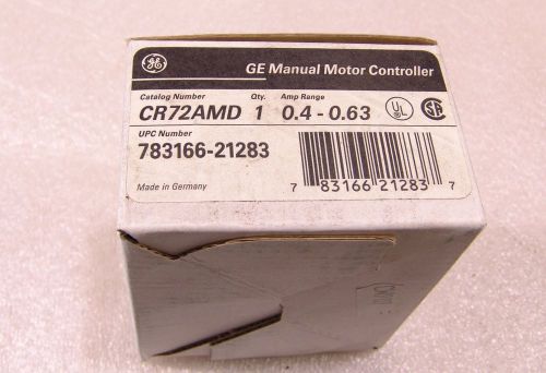 Manual motor controller GE CR72AMD .4-.63amp unused