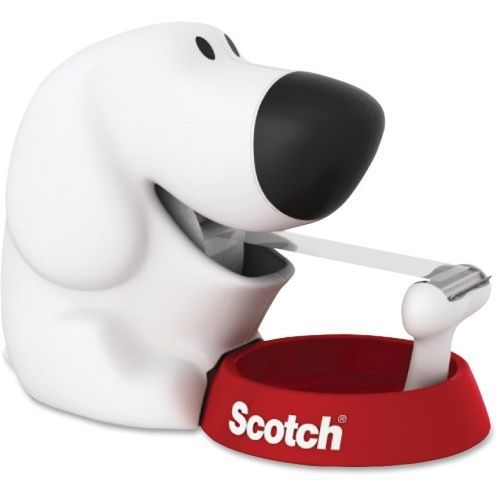 Scotch Friendly Dog Tape Dispenser - 1&#034; Core - White, Black, Red - MMMC31DOG