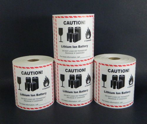 4 ROLLS, 2000 LABELS, LITHIUM ION BATTERY, SIZE 5X4.75 Inches L006C