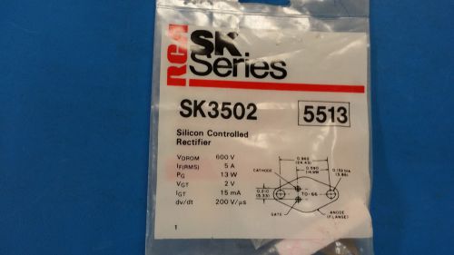 (1 PC) SK3502 RCA (NTE5513 EQUAL) SILICON CONTROLLED RECTIFIER 600V V(DRM) 5A