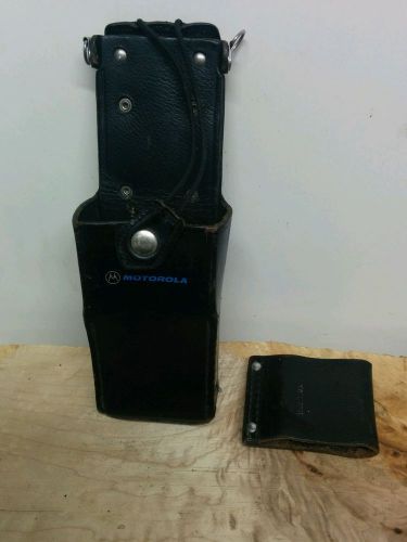 Vintage Motorola black leather radio holder with swivel back belt loop cool unit