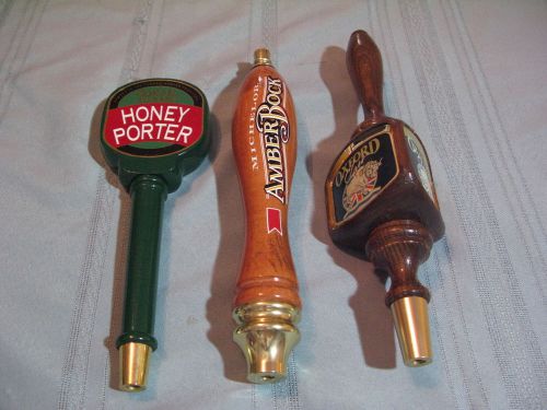 3 SAMUEL ADAMS HONEY PORTER MICHELOB AMBER BROCK &amp; OXFORD CLASS BEER TAP HANDLES