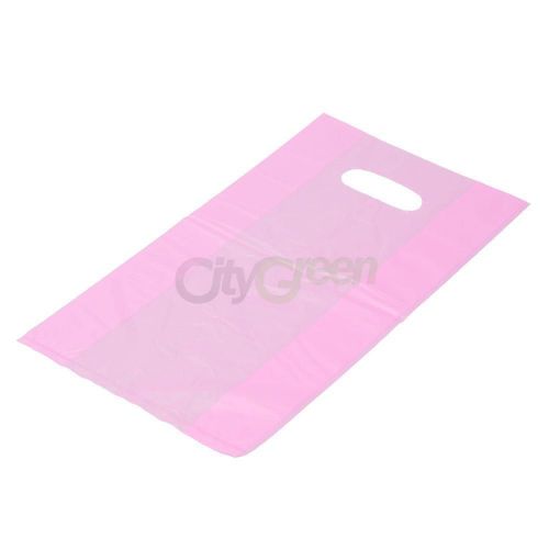 100 Qty.Pink Plastic T-Shirt Retail Shopping Packing Bags Handles Medium 7x3x12