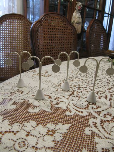 4  White Leatherette Tree Shape Earring Jewelry Display Stands 3 3/4&#034; to 5&#034; tall