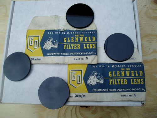 Glenweld round filter lens, shade no.5, size 50 m/m, for welding goggles, 2 pr for sale