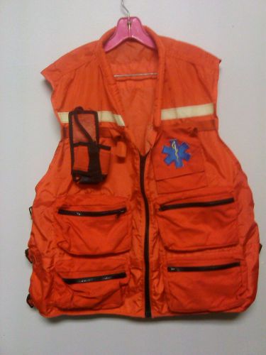 Bashaw ems emt tactical medic utility high visibility equipment vest orange xl for sale