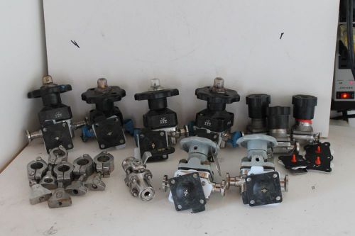 Lot of 9 1/2&#034; ITT  SS Sanitary Diaphragm Valves Used W/  Replacement Diaphragm