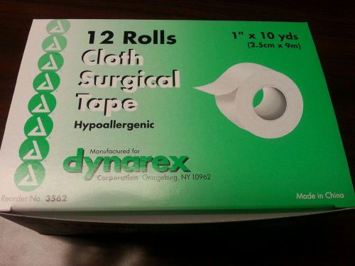 Dynarex Cloth Surgical Tape #3562 1&#034; x 10 Yds Hypoallergenic 12 Rolls
