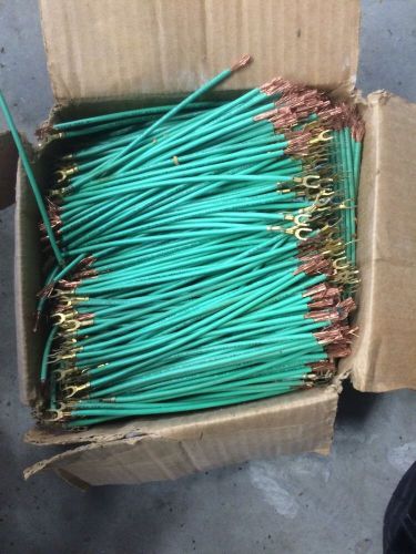 (1000 pc) green #14 stranded 7.5&#034; grounding forked pigtail terminal copper fs for sale