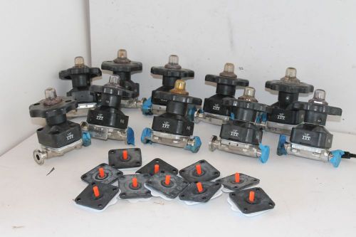 Lot of 10 1/2&#034; ITT  SS Sanitary Diaphragm Valves Used W/  Replacement Diaphragm