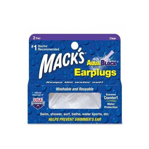 Mack&#039;s AquaBlock Earplugs - Clear (2 pair) 048187 MCKEON PRODUCTS, INC.