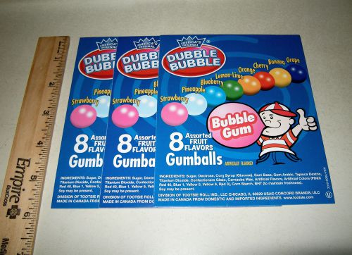 3 ORIG DUBBLE BUBBLE FRUIT FLAVOR GUMBALLS BULK VENDING MACHINE PRODUCT LABEL