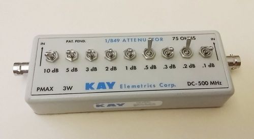 KAY ELEMETRICS ATTENUATOR 1/849, 75 OHMS, DC-500 MHz, PMAX 3W