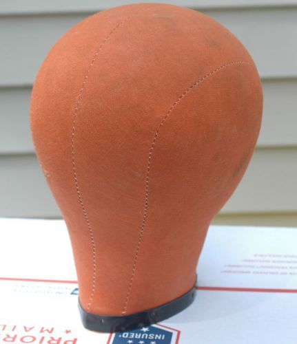 vintage Millinery Cloth Canvas Mannequin Head, Wooden Hat Wig Stand Maker Form