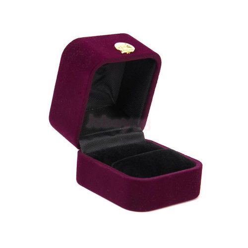 Square velvet engagement wedding ring gift box jewelry storage case organizer for sale