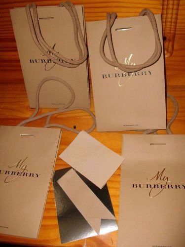 New Lot of 4 Designer Paper Shopping Gift Bags Burberry 9&#034; x approximately 6&#034;x4