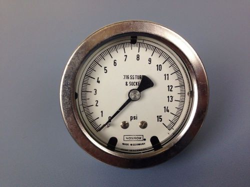 Noshok pressure gauge 0-15 psi , 2 1/2&#034; dia 316 ss tube &amp;socket made in germany for sale