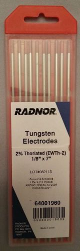 Radnor ~1/8&#034; x 7&#034; ground finish 2% thoriated tungsten electrode 64001960 red tip for sale