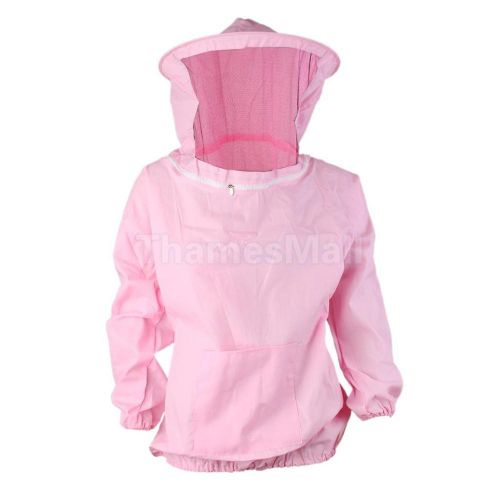 Protective beekeeping jacket veil smock equip hat pull over sleeve suit pink for sale