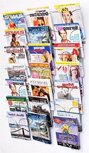 Literature storage rack brochure 21 pocket holder 8.5x11 magazine wall chrome for sale
