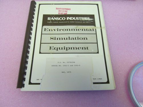 RANSCO(STATHAM) SD862 &amp; RP-11 TEMPERATURE TEST CHAMBER MANUAL/SCHEMATICS/PARTS