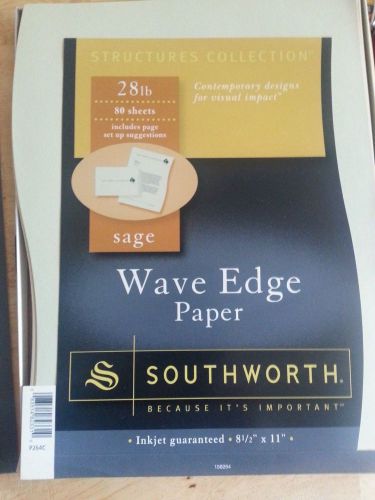 Southworth Wave Edge Paper 8 1/2 X 11 &#034; Sage  28 lb. 78 sheets inkjet guaranteed