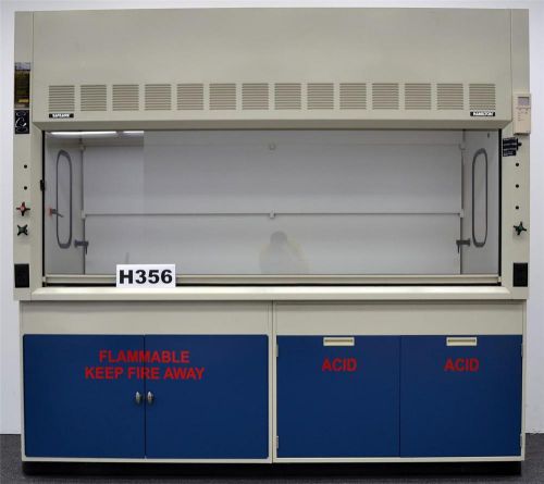8&#039; fisher hamilton safeaire fume hood w/ flammable &amp; acid lower cabinets for sale