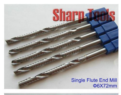 5pcs 6*72MM carbide Single Flute MDF PVC Board Acrylic CNC router bits