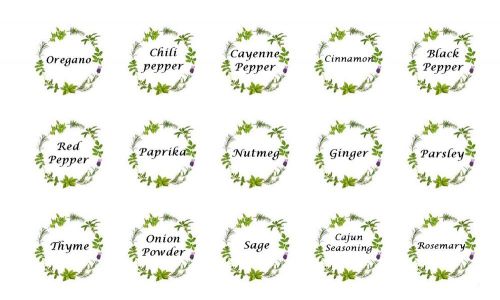 30 Round Spices Stickers printed on Square Stickers Buy 3 get 1 Free (sp10)