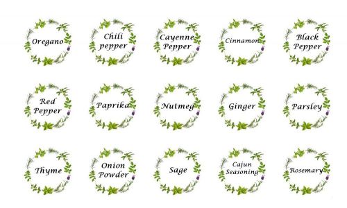 30 Round Spices Stickers printed on Square Stickers Buy 3 get 1 Free (sp10)