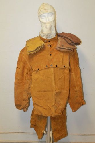Tillman 4336 24&#034; x 36&#034; cowhide split-leg bib apron + 2xl jacket 2 pair of gloves for sale
