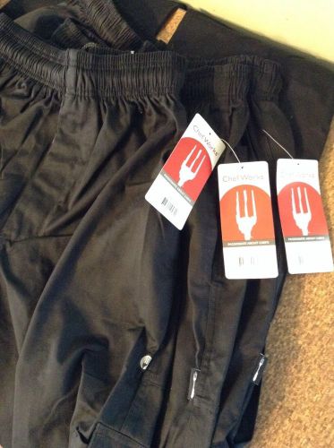 Chef Works  Cargo Chef Pants Black Sz Small Cotton NEW NWT CPBL-000-S LOT OF 3