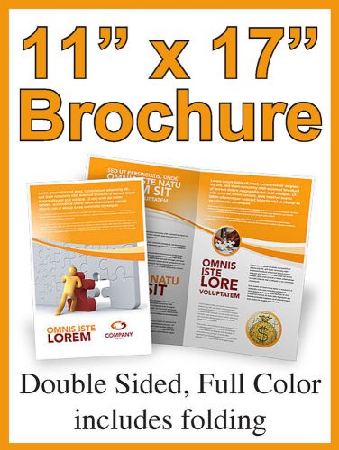 250 Brochures - 11&#034; X 17&#034; 80lb gloss text Double Sided Color