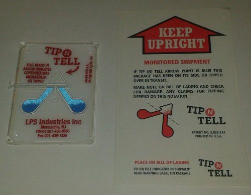 (lot of 85) tip n tell tilt indicators, 3-13/16 in. h + info stickers for sale